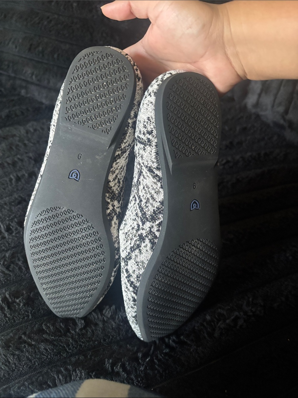 Rothy's Black & White Knit Slip-On Loafers - Picture 2 of 2